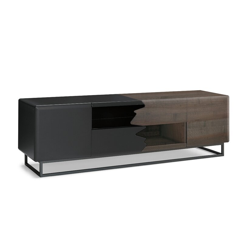 OliverB Solid Wood TV Stand for TVs up to 85" Color: Dark Brown/Brown - Image 0