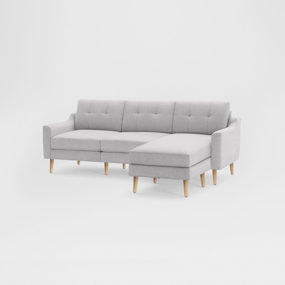 Nomad Slope Fabric Sofa with Chaise, Crushed Gravel, Oak Wood - Image 0