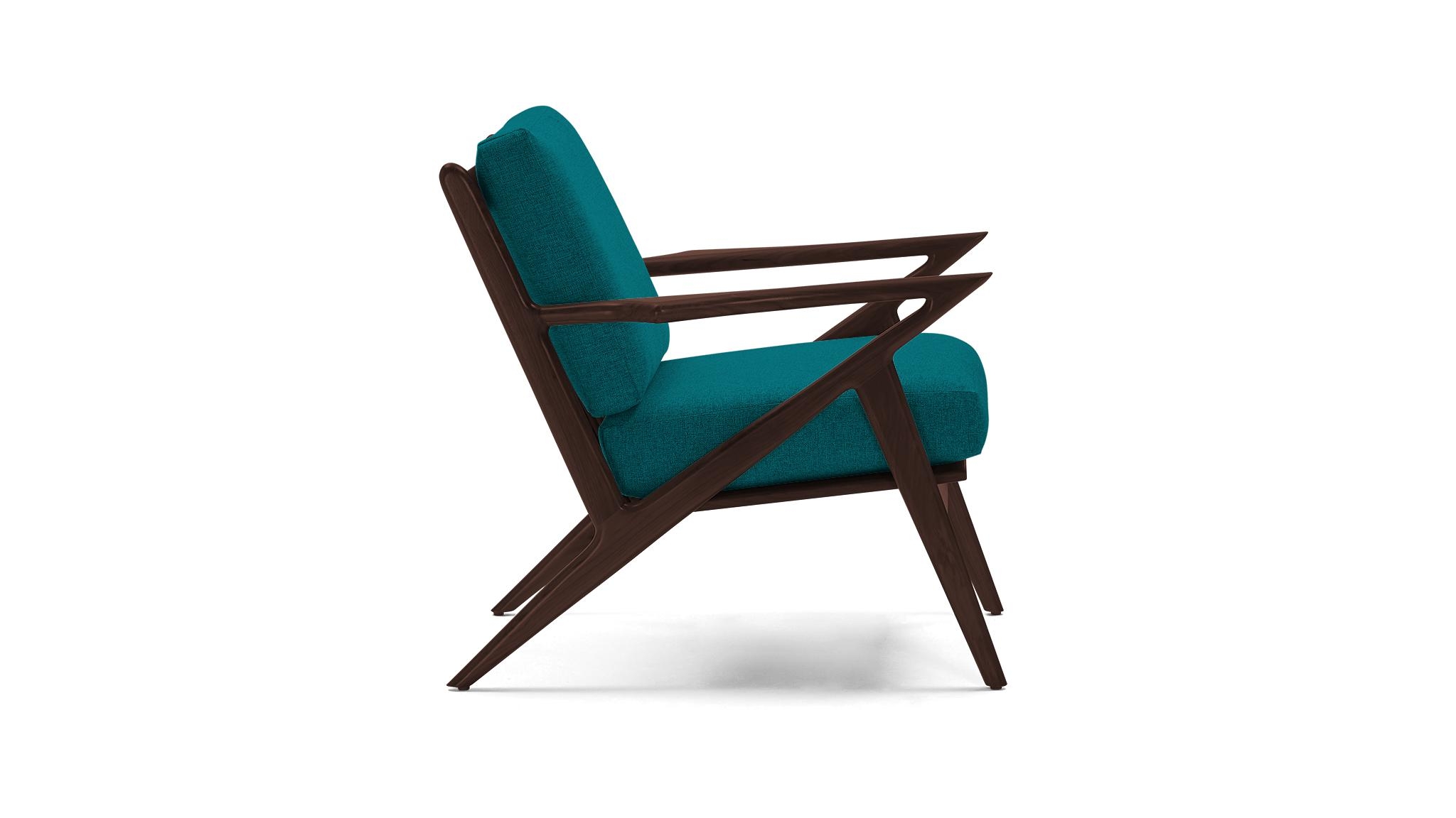 Blue Soto Mid Century Modern Chair - Lucky Turquoise - Walnut - Image 2