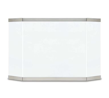Modern Glass Tri-Panel Firescreen, Brass - Image 3