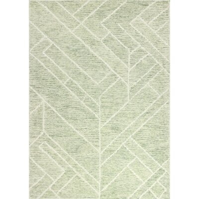 Chisako Geometric Hand-Tufted Wool Green Area Rug - Image 0