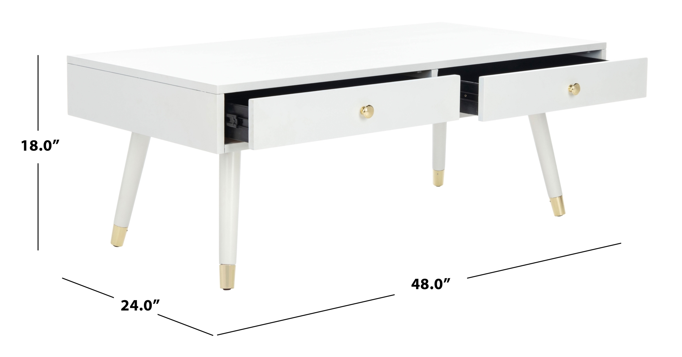 Levinson Gold Cap Coffee Table - White / Gold - Safavieh - Image 8