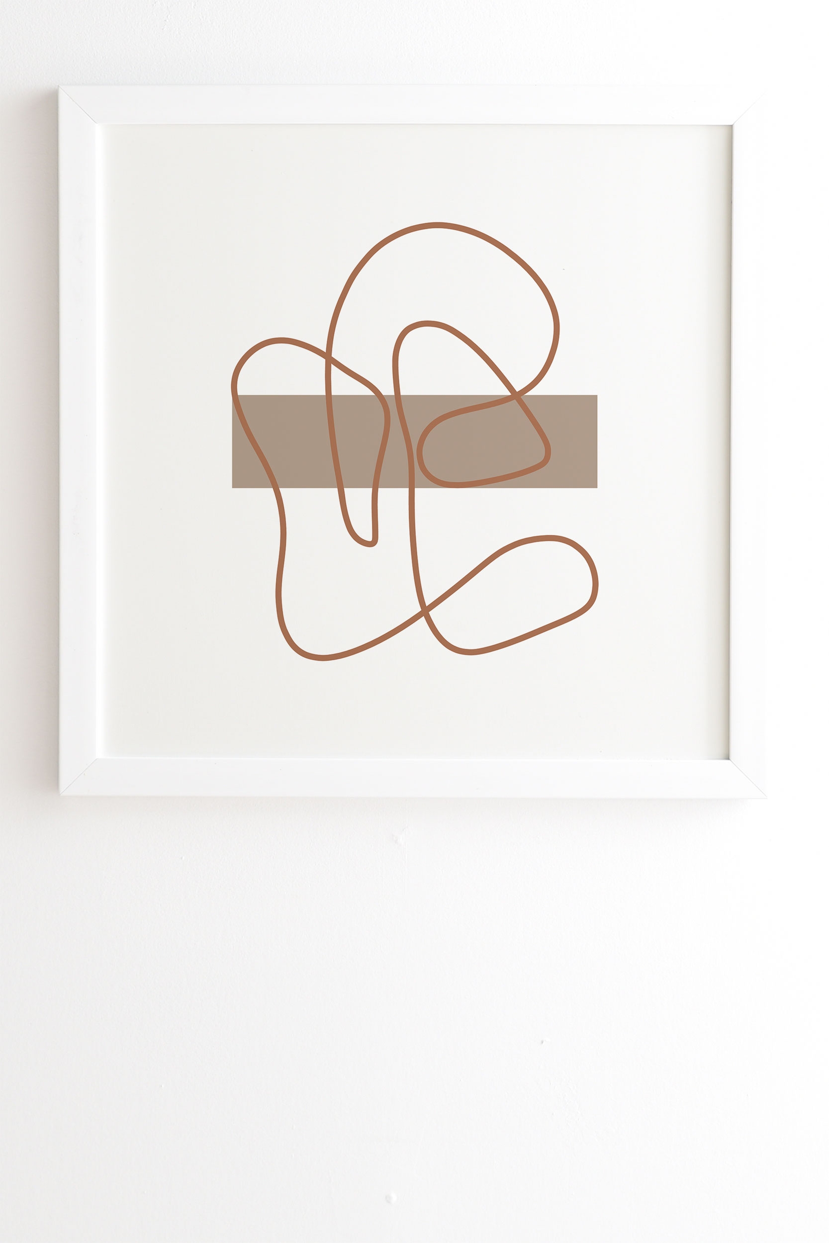 Abstract Line Neutral by Mambo Art Studio - Framed Wall Art Basic White 12" x 12" - Image 1