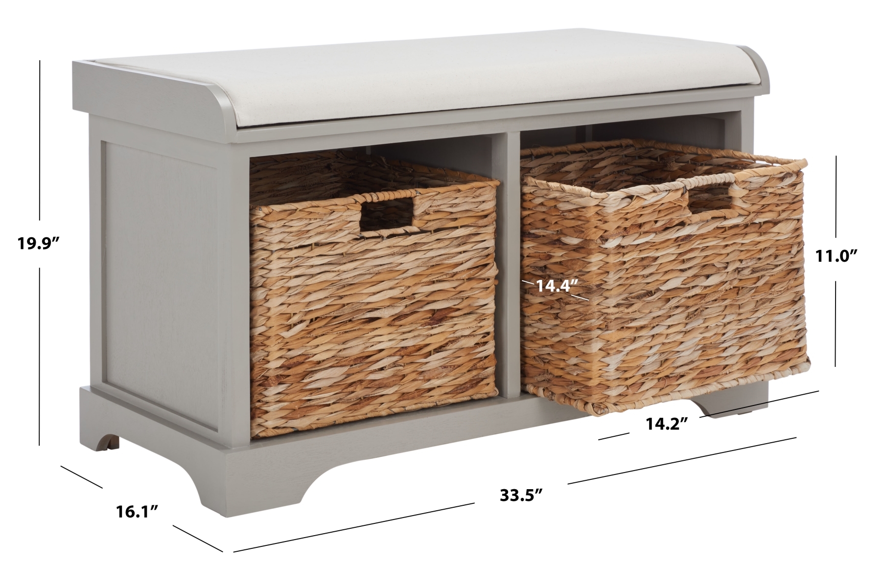 Freddy Storage Bench - Vintage Grey - Safavieh - Image 7