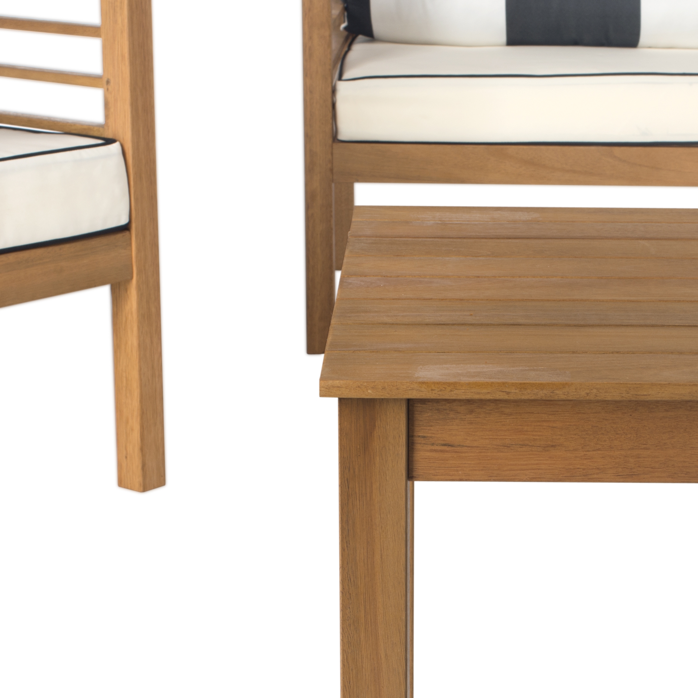 Alda 4 Piece Outdoor Set With Accent Pillows - Natural/Black/White - Safavieh - Image 2
