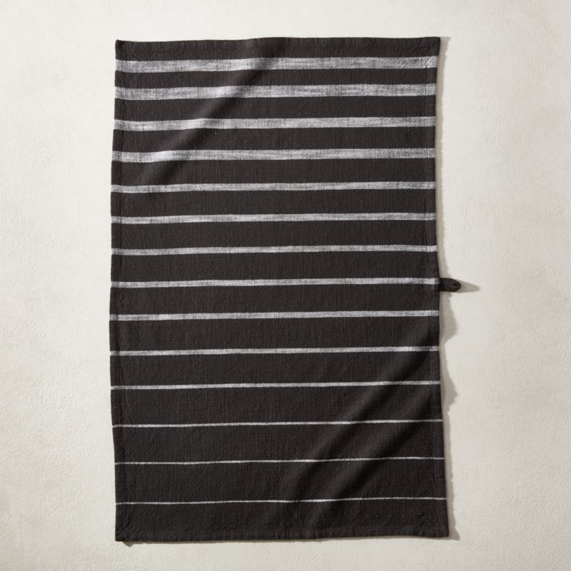 Cafe Organic Cotton Black Striped Dish Towels Set of 2 - Image 2