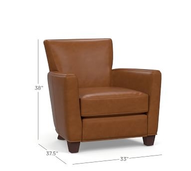 Irving Square Arm Leather Recliner with Nailheads, Polyester Wrapped Cushions Churchfield Chocolate - Image 4