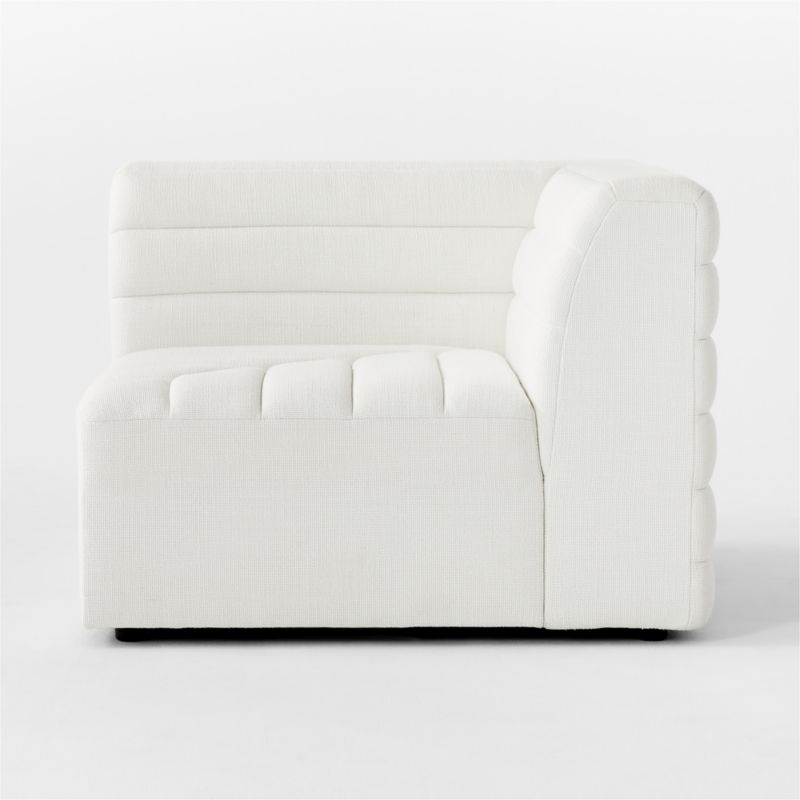 Strato Channeled Ivory Performance Fabric Corner Chair - Image 1