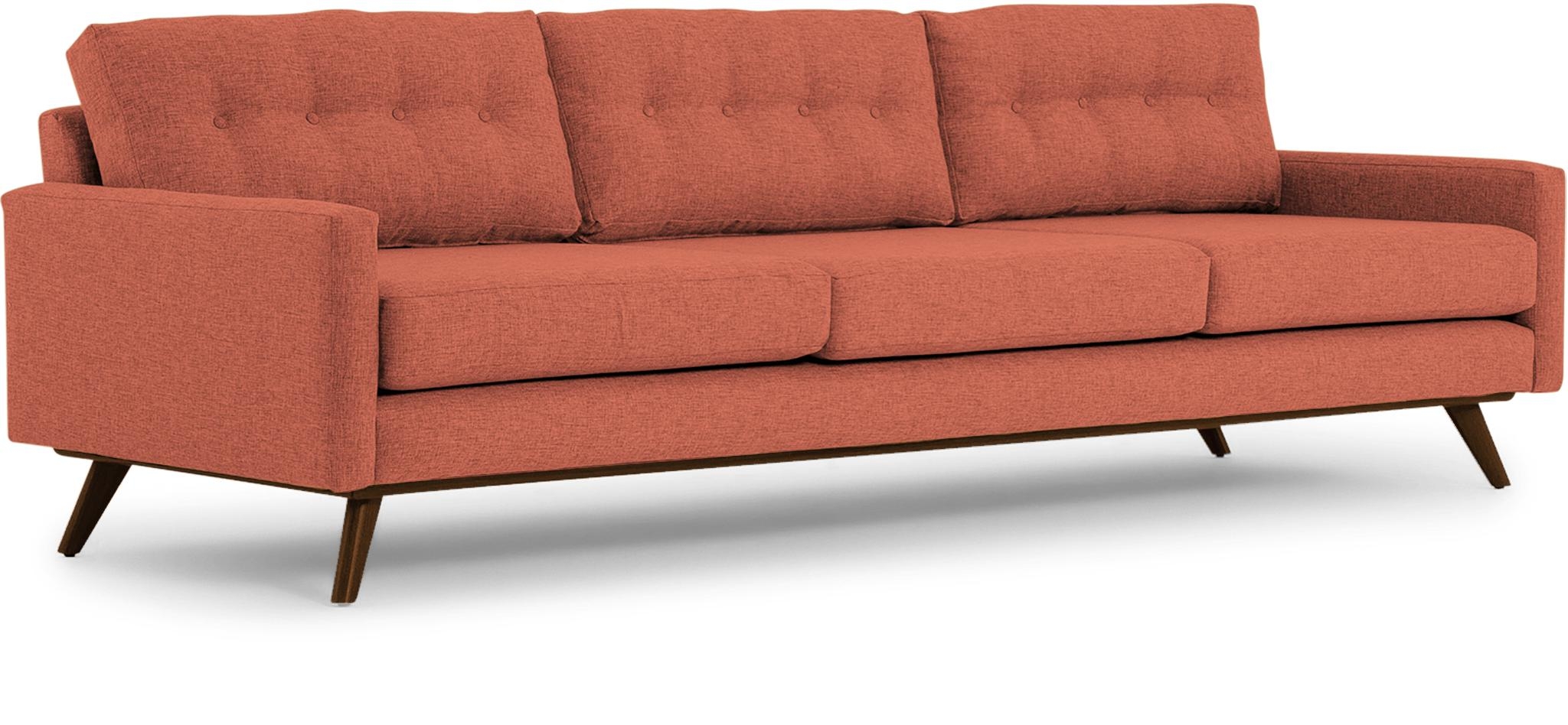 Orange Hopson Mid Century Modern Grand Sofa - Key Largo Coral - Mocha - Image 1