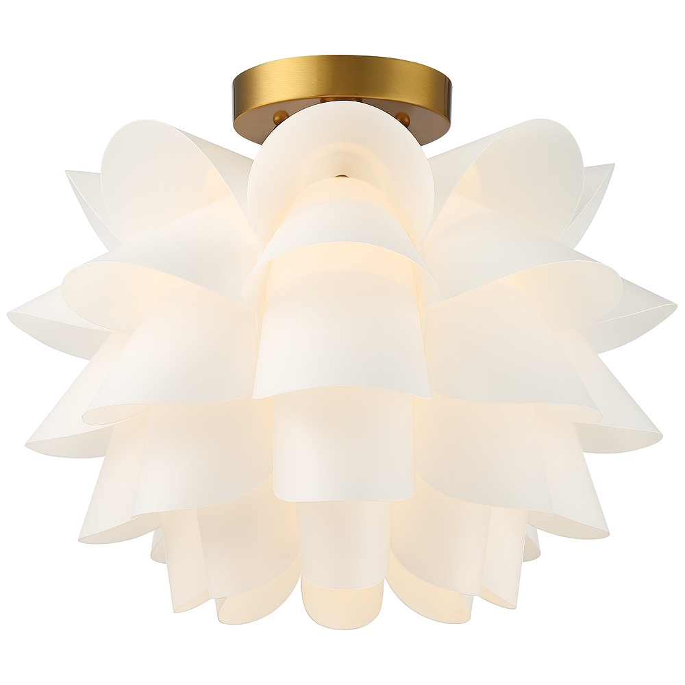 Possini Euro White Flower Gold Finish 15 3/4" Wide Ceiling Light - Style # 97E43 - Image 0