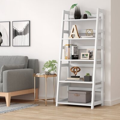 Athziry 56.5'' H x 23.62'' W Metal Ladder Bookcase - Image 0