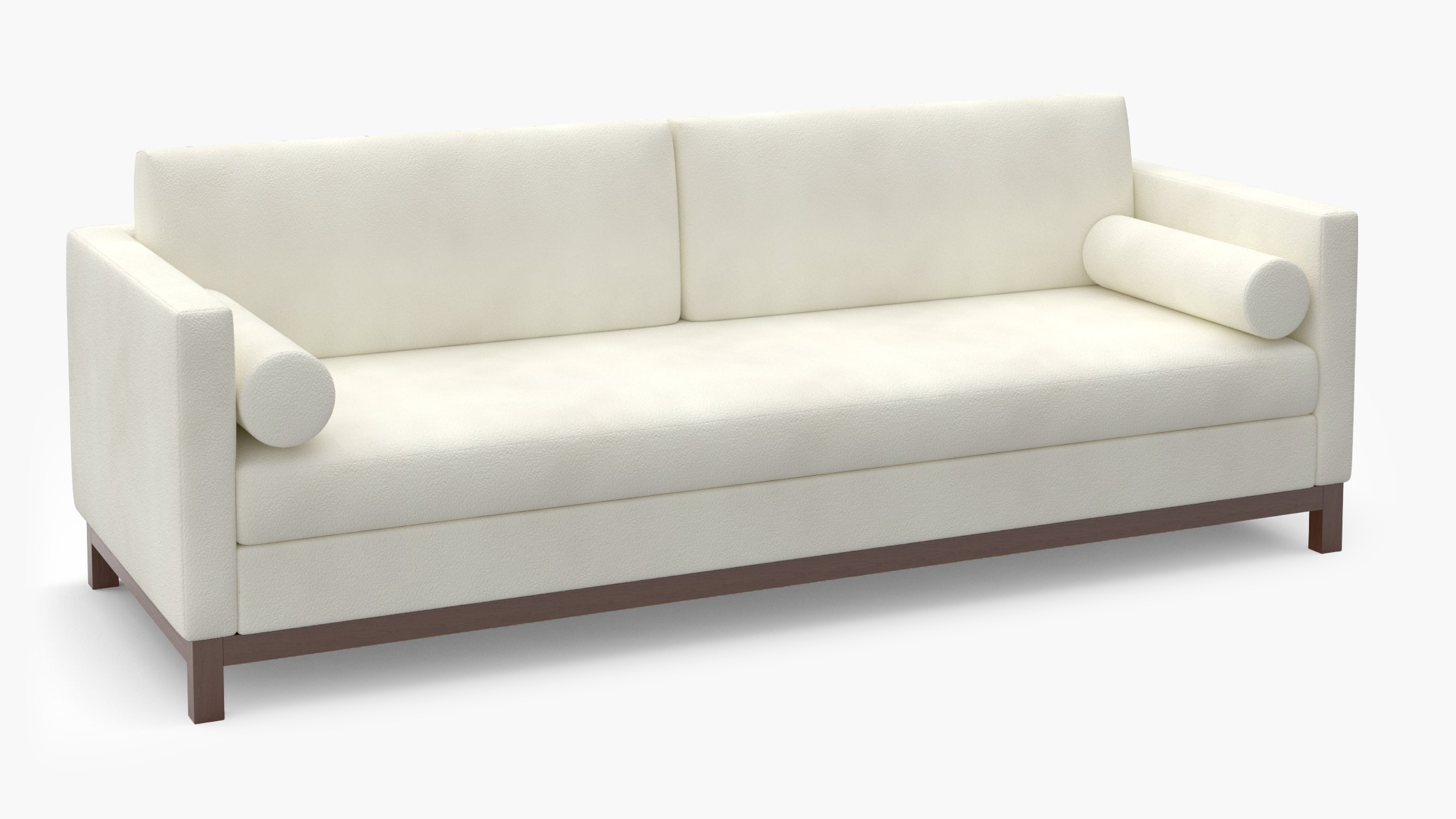 Tailored Tuxedo Sofa, Sheepskin, Walnut Wood Rail - Image 1