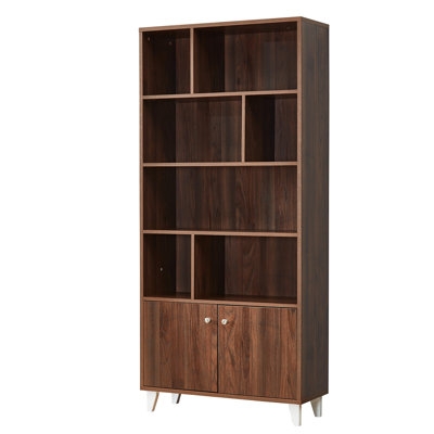 Bookcase With 2 Doors Bookshelf Walnut - Image 0