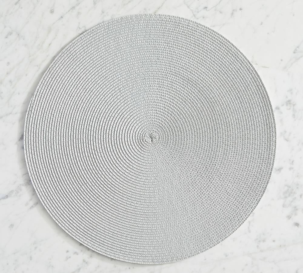 Woven Round Placemats, Set of 4 - Gray - Image 0