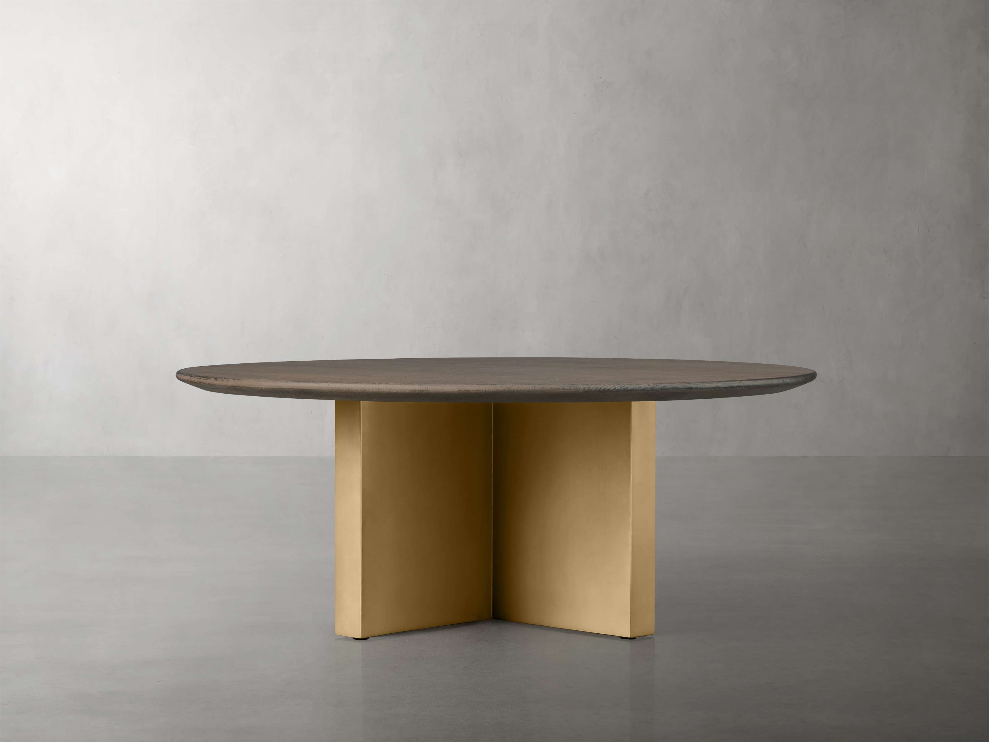 Saint Germain Round Coffee Table with Clement Base Wood in Brown  Chestnut/Antique Brass 54" - Image 0