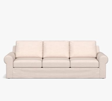 Big Sur Roll Arm Slipcovered Sofa 84", Down Blend Wrapped Cushions, Performance Chateau Basketweave Oatmeal - Image 2