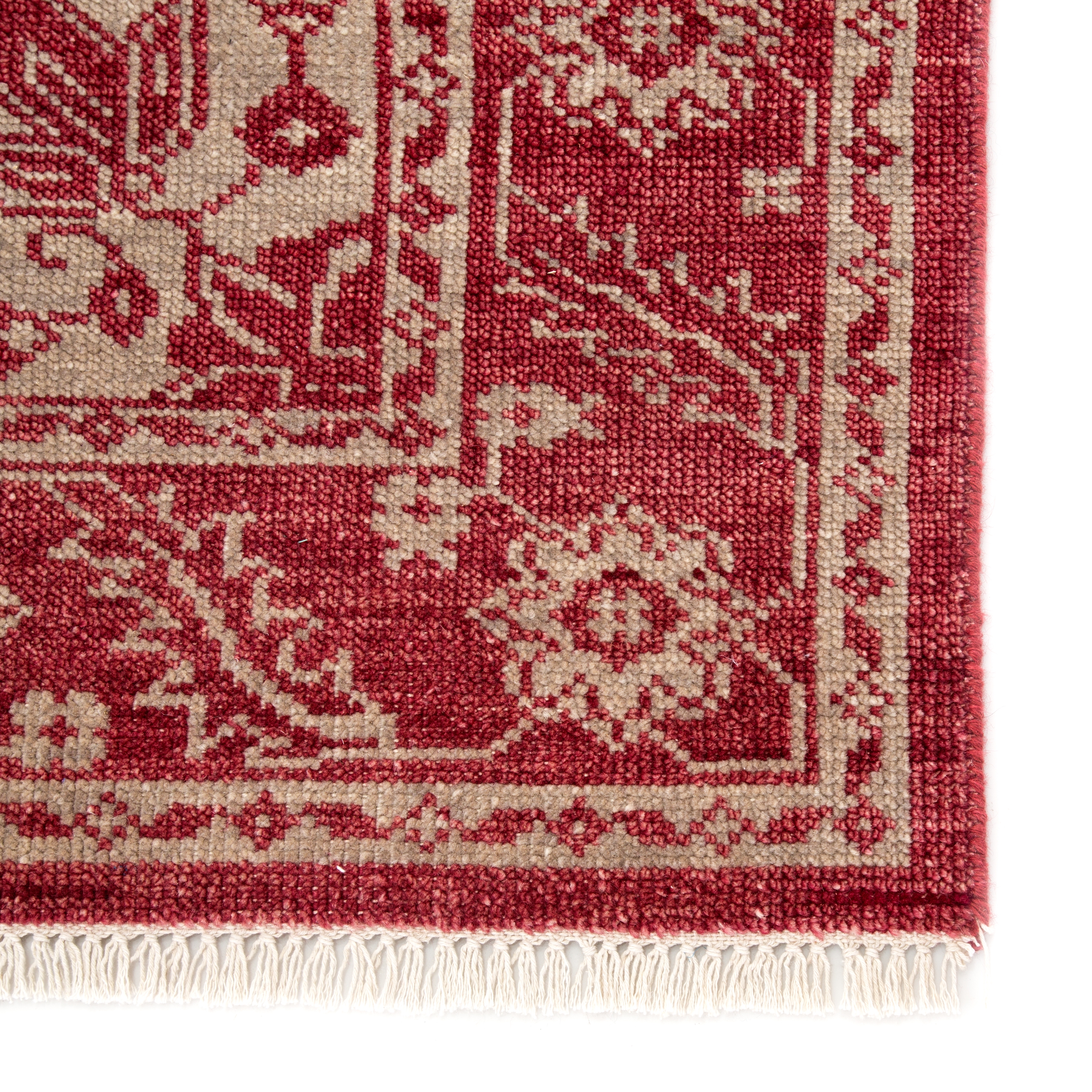Abington Hand-Knotted Medallion Red/ Beige Area Rug (9'X12') - Image 3