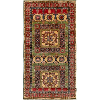 One-of-a-Kind Runulf Hand-Knotted 2010s Uzbek Gazni Beige/Red/Green 5' x 19'4" Runner Wool Area Rug - Image 0