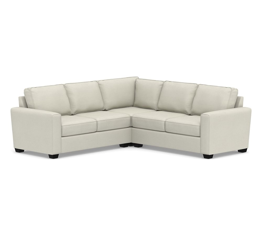 SoMa Fremont Square Arm Upholstered 3-Piece L-Shaped Corner Sectional, Polyester Wrapped Cushions, Premium Performance Basketweave Pebble - Image 0