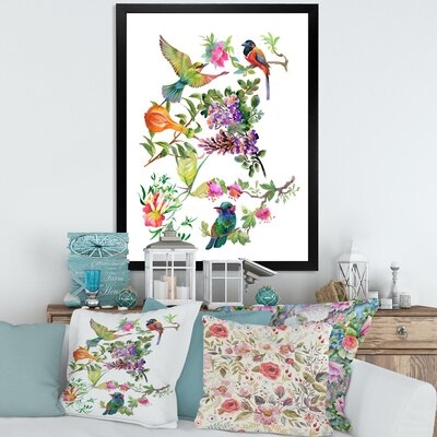 Tropical Flowers And Colourful Birds II - Traditional Canvas Wall Art Print-37105 - Image 0