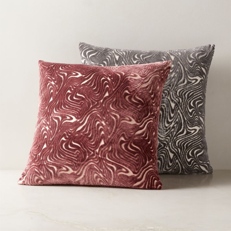 Maro Grey Cut Viscose Throw Pillow Cover 18"x18" - Image 2