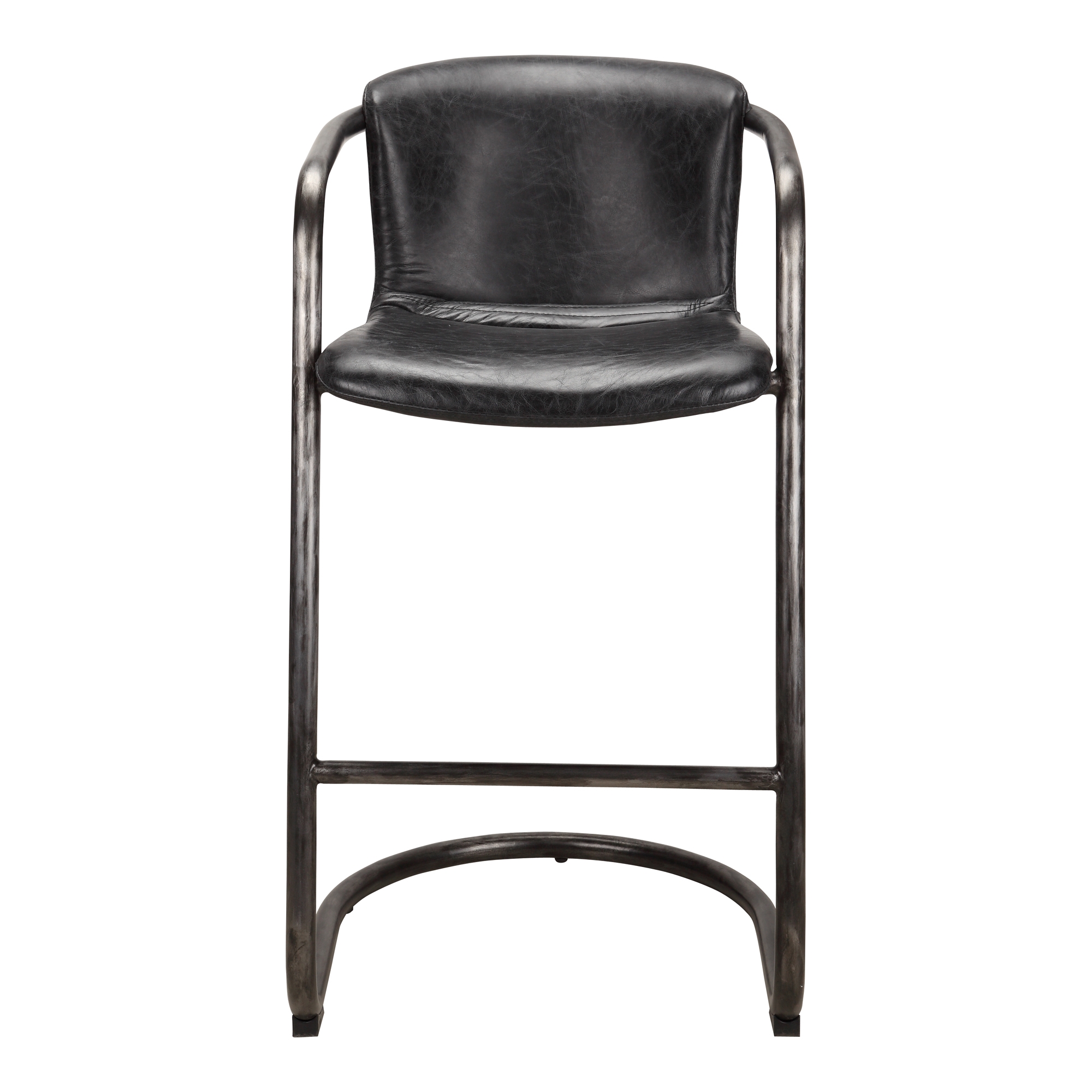 Freeman Barstool Onyx Black Leather - Set Of Two - Image 0