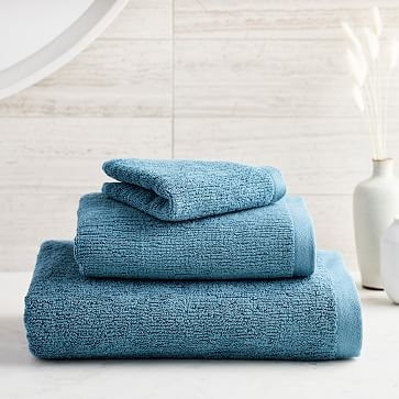 Organic Quick-Dry Textured Towel Set, Ethereal Blue, Set of 3 - Image 0