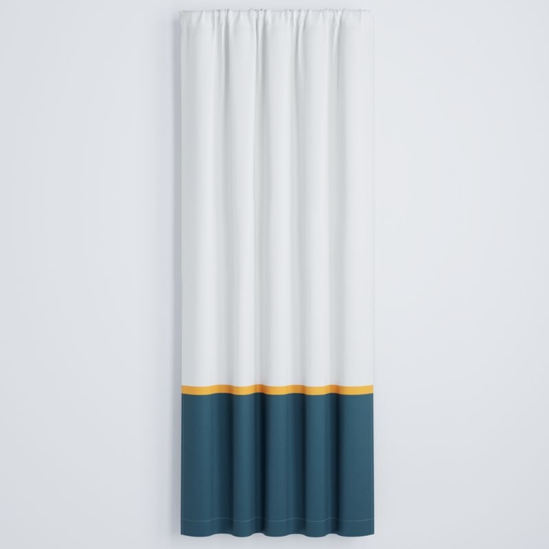 White and Navy Color Block Blackout 96" Curtain Panel - Image 2