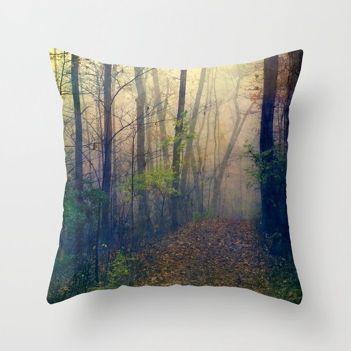 Wandering In A Foggy Woodland Throw Pillow by Olivia Joy St Claire X  Modern Photograp - Cover (16" x 16") With Pillow Insert - Outdoor Pillow - Image 0