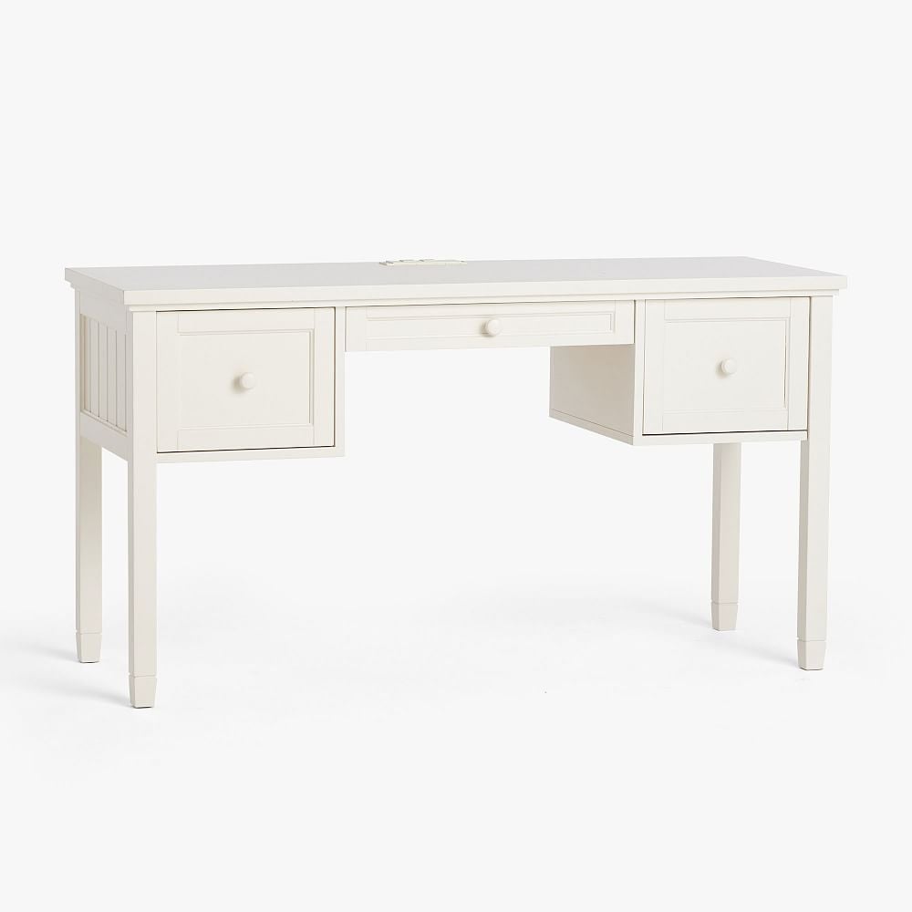 Beadboard Small Storage Smart Desk, Simply White, In-Home - Image 0