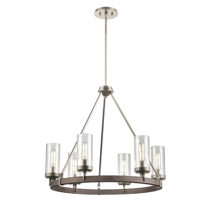 Apalachin 6 - Light Unique Wagon Wheel Chandelier with Wood Accents - Image 0