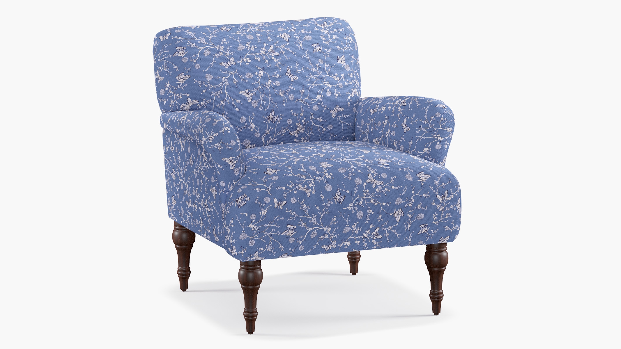 Traditional Accent Chair, Blue Mariposa - Image 1