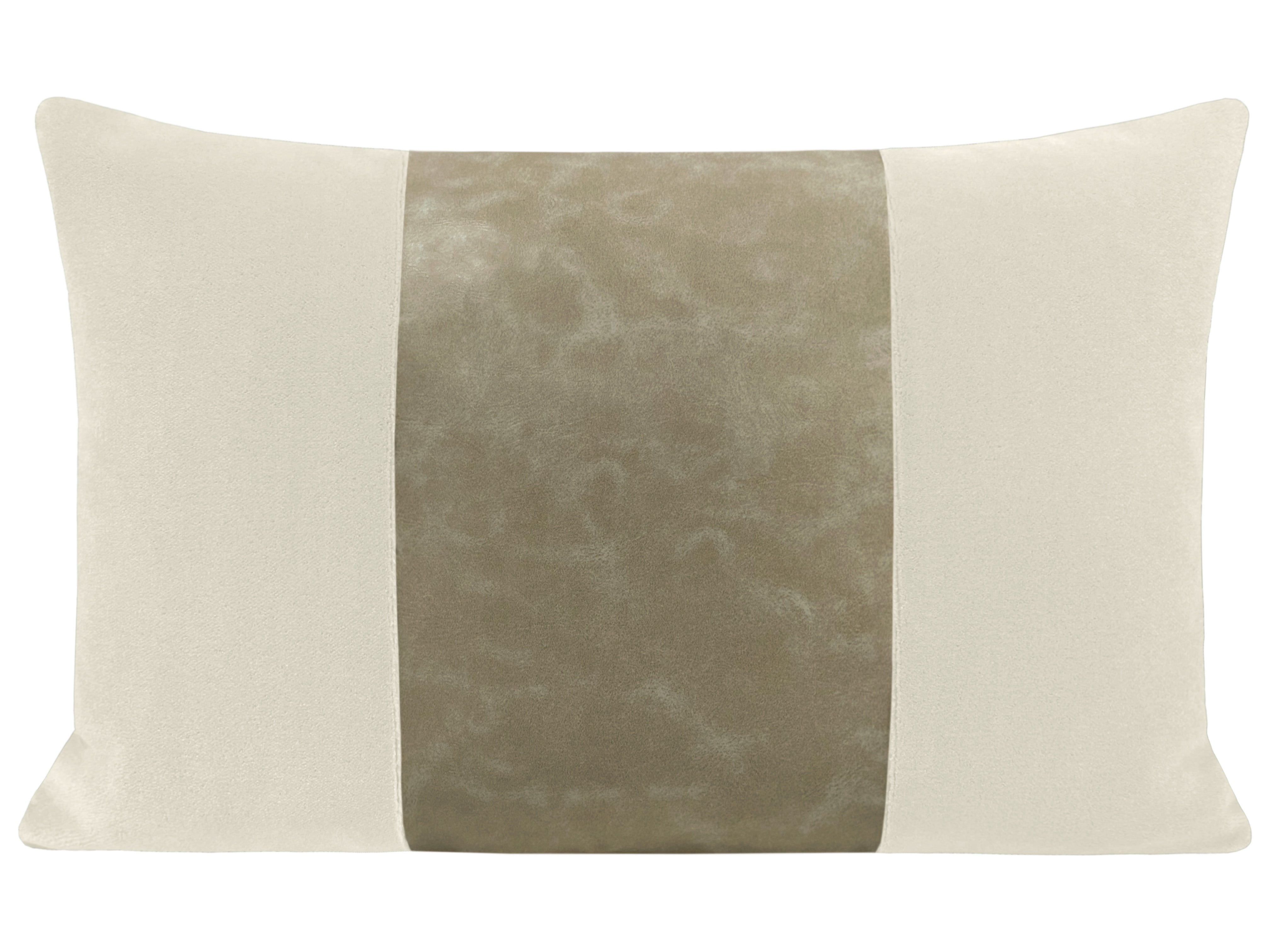 THE LITTLE LUMBAR :: MOHAIR VELVET // MARBLE  + FAUX LEATHER // STONE - LITTLE LUMBAR 12" X 18" - Image 0