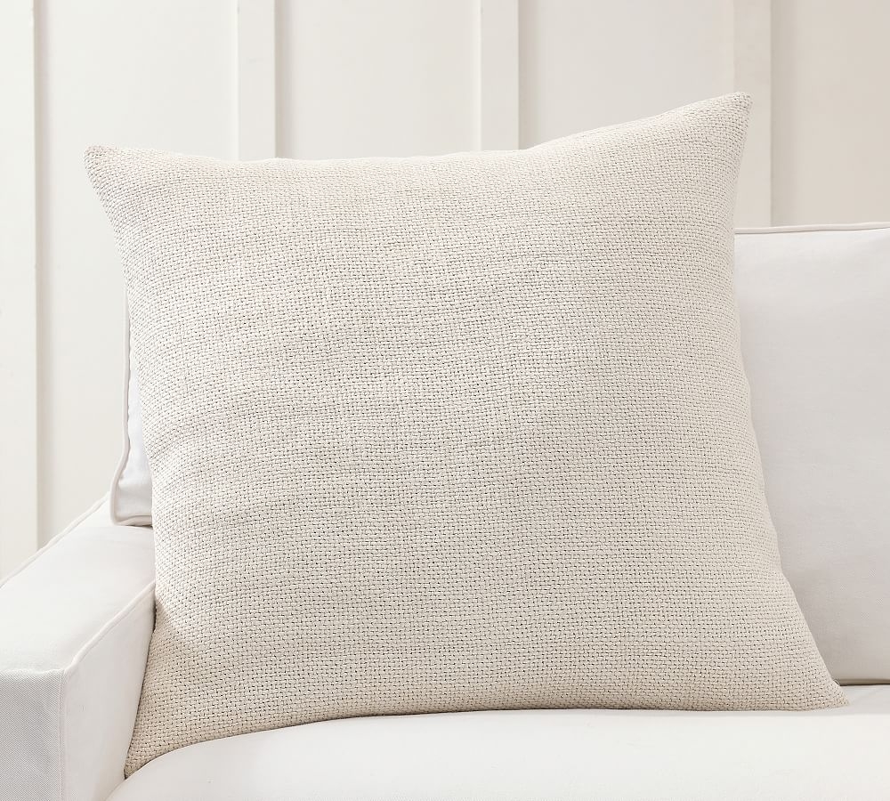 Faye Linen Textured Pillow Cover, 30 x 30", Ivory - Image 0