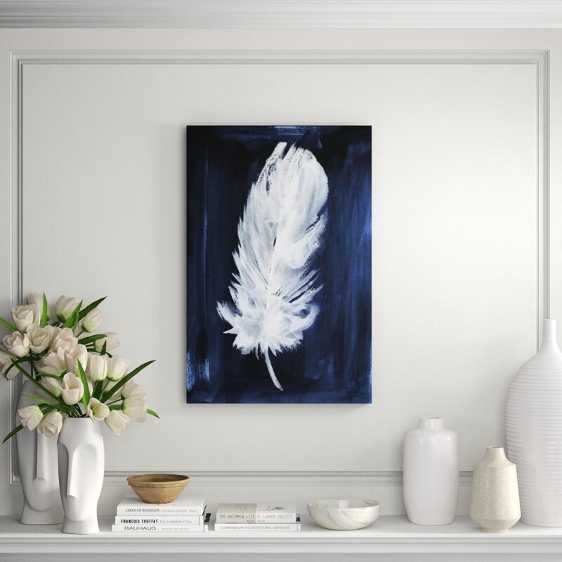 Chelsea Art Studio Indigo Feathers I by Barclay Butera - Wrapped Canvas Graphic Art Print - Image 0