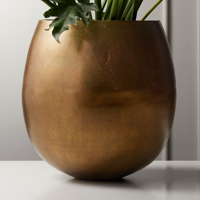 Rough Cast Brass Metal Indoor Planter Small - Image 4