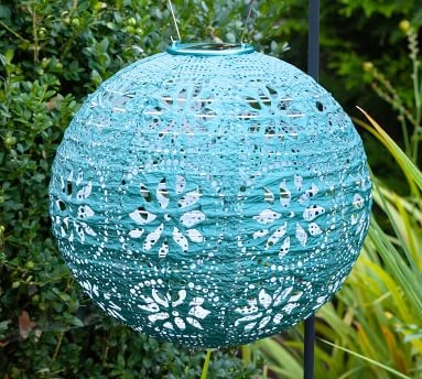 Soji Stella Boho Globe Solar Outdoor Lantern, Mineral Green, 12" - Image 1