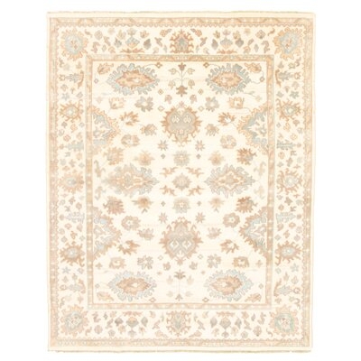 One-of-a-Kind Hand-Knotted New Age 7'9" x 9'10" Wool Area Rug in Cream/Blue - Image 0