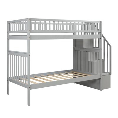 Gatica Twin Over Twin Solid Wood Standard Bunk Bed with Trundle and Bookcase by Harriet Bee - Image 0