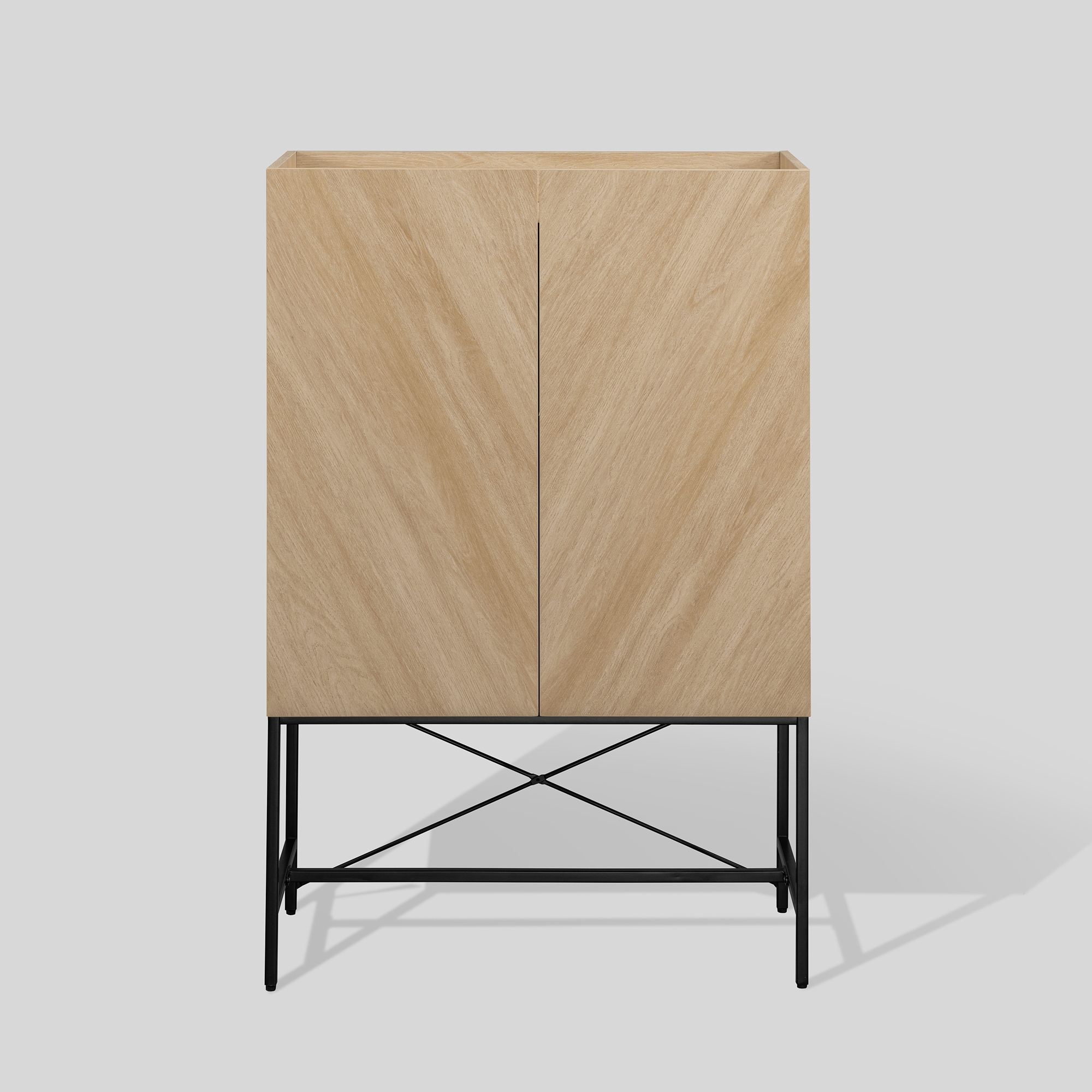 Contemporary 2-Door Accent Cabinet with Inset Top - Coastal Oak - Image 2