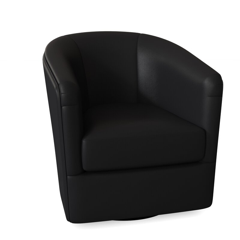 Omnia Leather Bella Swivel 18" Armchair Body Fabric: Softsations Black, Motion Type: Standard with Swivel Ring Base - Image 0