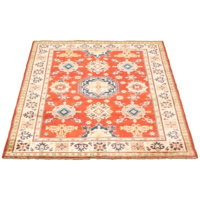 One-of-a-Kind Hypoluxo Hand-Knotted 2010s Gazni Red/Gold 5' x 6'7" Wool Area Rug - Image 0