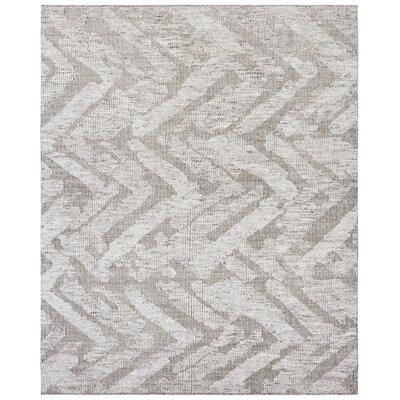 Candelario Chevron Hand-Knotted Wool Ivory Area Rug - Image 0