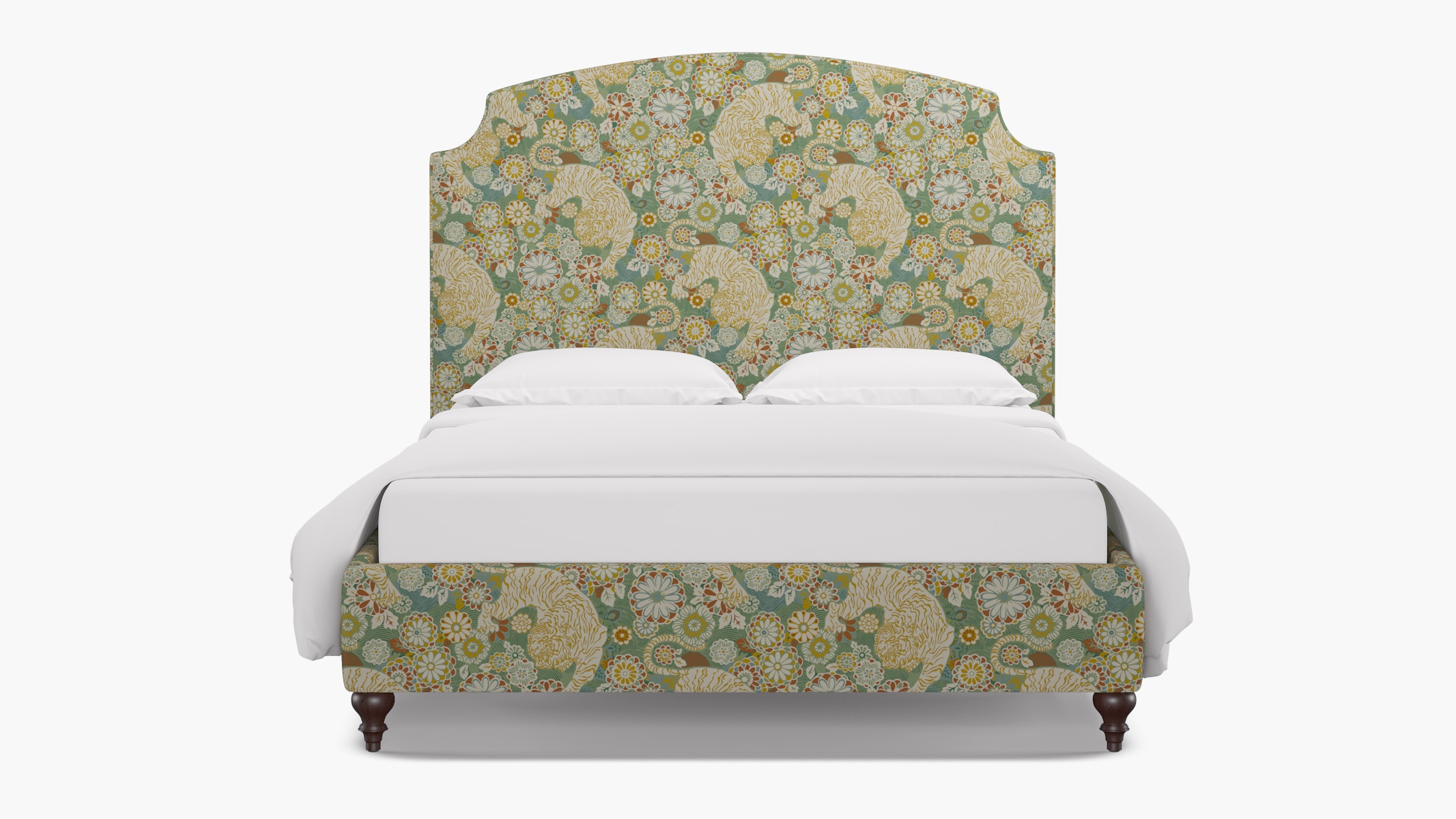 Cove Bed, Pistachio Siberian Tiger, Espresso Traditional Turned Leg, Twin - Image 0