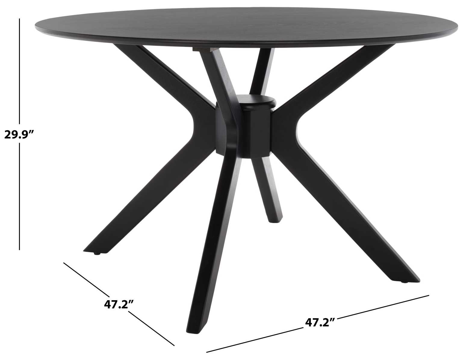 Nicolai Round Dining Table - Matte Black - Safavieh - Image 7