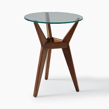 Jensen Collection, Side Table, Round, Dark Walnut, Glass - Image 1