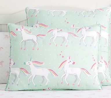 Molly Unicorn Dream Puff Comforter, Standard Sham, Aqua Multi - Image 0
