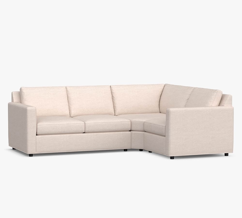 Sanford Square Arm Upholstered Left Arm 3-Piece Wedge Sectional, Polyester Wrapped Cushions, Performance Boucle Pebble - Image 0