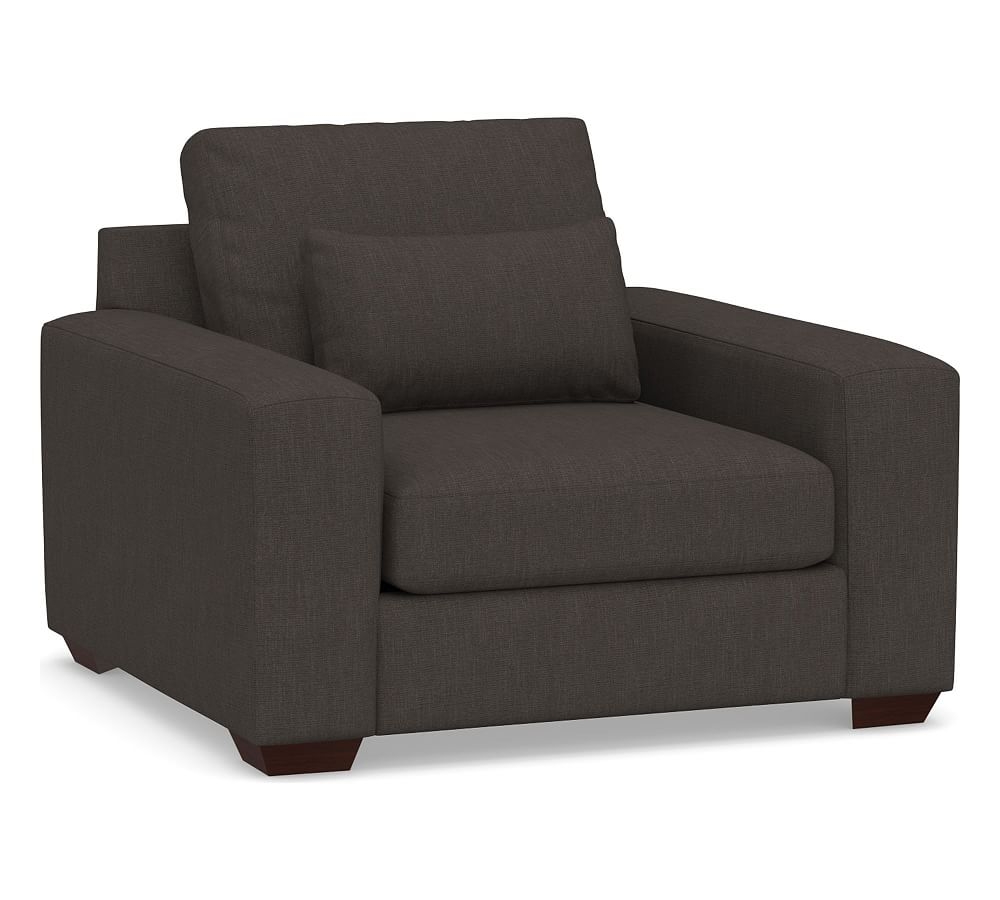 Big Sur Square Arm Upholstered Deep Seat Armchair, Down Blend Wrapped Cushions, Textured Twill Charcoal - Image 0