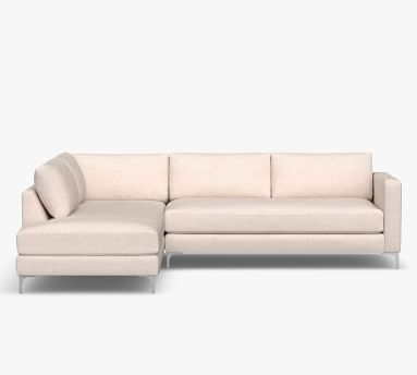 Jake Upholstered Left Sofa Return Bumper Sectional 2X1, Bench Cushion, Bronze Legs, Polyester Wrapped Cushions, Performance Boucle Oatmeal - Image 3
